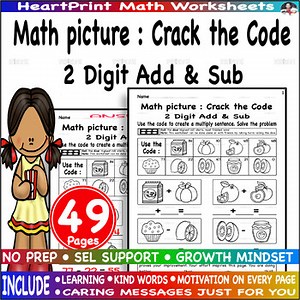 Double Digit Add & Sub with pictures Worksheets for K- 2nd Grade math worksheets