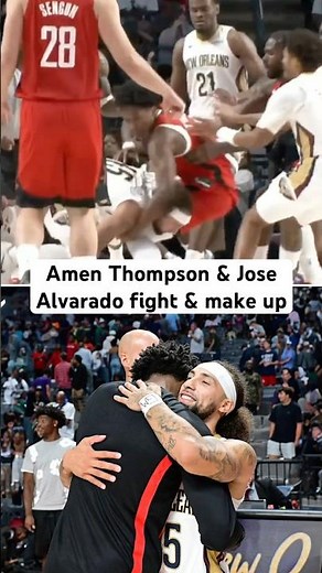 Up top Amen Thompson & Jose Alvarado scuffle, & down low they make up 😅 #rockets #pelicans #nba