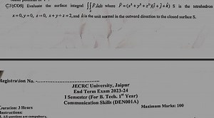 C.5[CO5] Evaluate the surface integral ∬S​F.n^ds where F=(x2 y2... | Filo