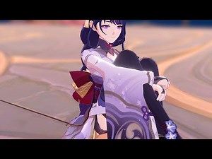 Raiden Ei steps and SITS on Aether's face