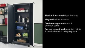 ClosetMaid ProGarage Tall Cabinet with Two Doors, Lock and Adjustable Shelves, for Garage Storage, Heavy Duty Steel, Black