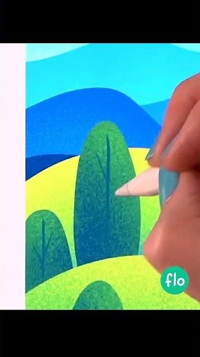 Easy Landscape Drawing in PROCREATE for Beginners #Shorts