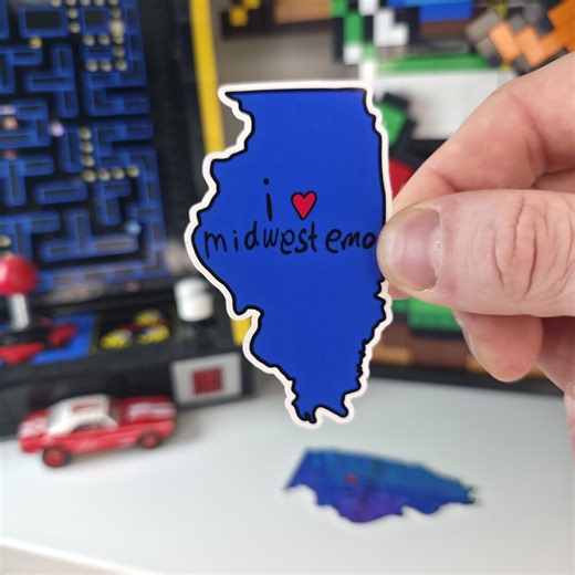 Illinois State Outline Sticker - I Heart Midwest Emo - 3" Glossy Vinyl - Etsy