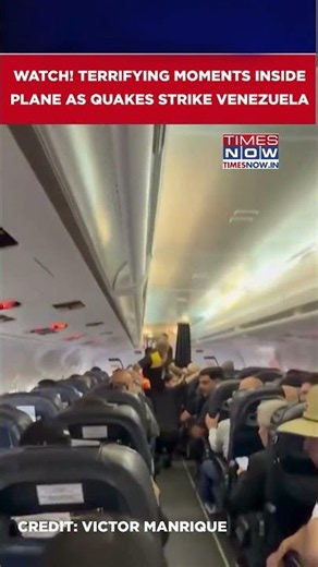 Watch Terrifying Cabin Moments As Venezuela's Twin Mega Quakes Shake Passenger Plane #shorts