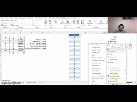 MAT 209 Lessn 6-2 Excel Pivot table dice problem