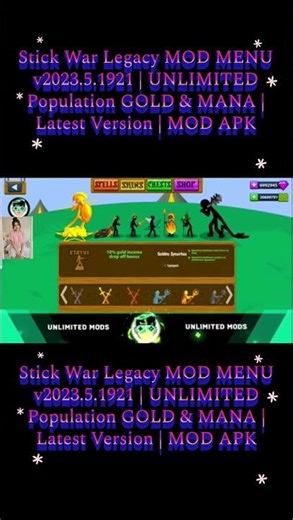 Stick War Legacy MOD MENU V2023.5.1675 | UNLIMITED POPULATION Gold Mana Latest Version Terbaru..