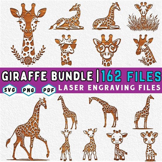 Lot girafe SVG : 162 fichiers découpés au laser, art de la silhouette (usage commercial) - Etsy France