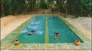 We Built a 10m Race Pool in the Wild Using Primitive Tools