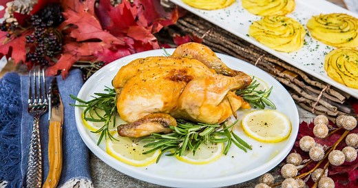 Roasted Cornish Game Hens with Lemon and Rosemary