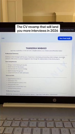 Free ATS Scan + instant CV revamp 🌟 link in bio #ats #cv #southafrica #cvtips