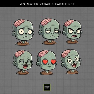 6 Animated Zombie Emote Set: Cute Undead Stream Reactions (GIF & PNG Digital Download) - Etsy