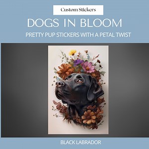 Sticker chien en fleurs - Sticker floral race de chien en vinyle - Sticker imperméable pour animal de compagnie - Labrador noir - Etsy France