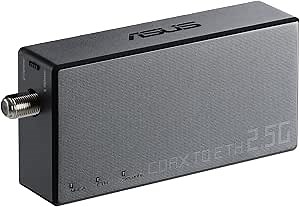 ASUS 2.5Gbps Ethernet Over Coax Adapter (MA-25 1 Pack), MoCA 2.5, High Speed Internet, Mesh backhaul, TV Streaming, MPS Security, Wall-mountable