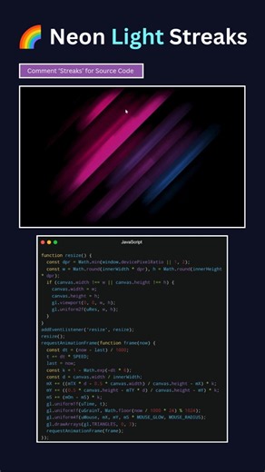 🌈 WebGL Neon Light Streaks | JavaScript Shader Animation