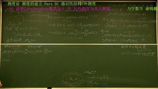 测度的建立 Part 01 通识性结构 外测度-04 说明Caratheodory集类为σ-环且外测度为其上测度