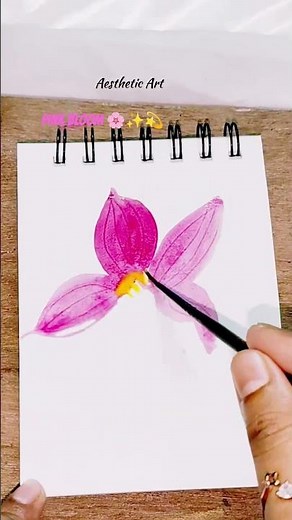 Easy Watercolor 🩷 pink flower painting#aestheticart #easydrawing #satisfying #shorts