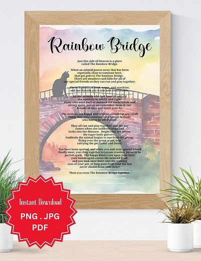 Rainbow Bridge Cat Remembrance Poem: Pet Sympathy Gift (digital Download) - Etsy