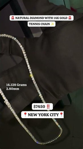 Round Cut Natural Diamond 14K Gold Tennis Chain I Iced Out Luxury Jewelry