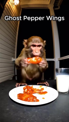 Monkey Ghost Pepper Challenge This monkey thought the ghost pepper challenge would be easy… One bite of ghost pepper hot wings and everything fell apart 🥵🐒 This spicy food challenge triggered screaming, frantic milk chugging, and total chaos. If you love funny monkey videos, extreme spicy reaction clips, or animal challenge content, this one is impossible to skip. 👉 Save this if you love spicy challenges 👉 Tag a friend who thinks ghost pepper is “no problem” 🌶️🔥 #GhostPepperChallenge #Spic