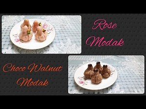 Modak - 2 ways|Rose Modak|Choco Walnut Modak|Without Mould|Lockdown|No Mawa|The family delights