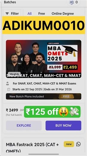 PW MBA OMETS 2025 BATCH | PW MBA Latest Batch | PW Latest Coupon Code : ADIKUM0010 #pw #pwdiscounts