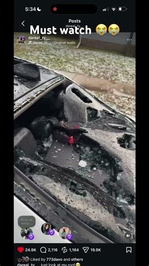 The hail in Chicago busted all my homie windows out of his Alfa Romeo 🍀 watch at the end 😳