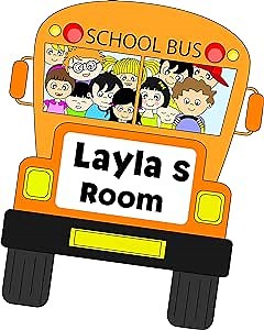 Personalized Fun Yellow Bus Name Signs - Name Wall Decal - Monogram Wall Decal - School Bus - Sports Name Decal- 20x24 Inches