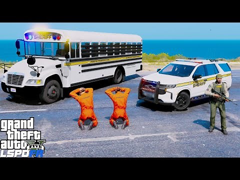 Sheriff Prisoner Bus Convoy Transporting Criminals To Jail In GTA 5 LSPDFR Police Mod