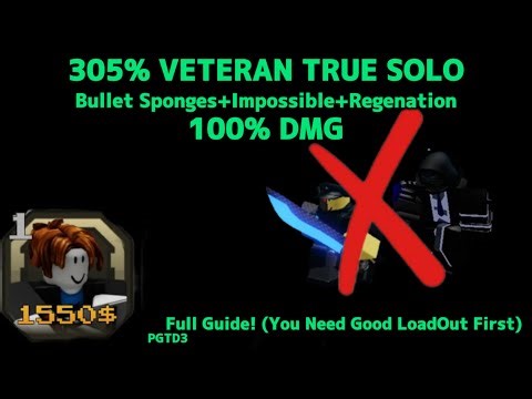 PGTD3 305% Veteran TRUE SOLO 100% DMG Full Guide! (Roblox)
