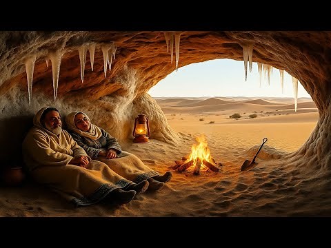 Finished Building a Primitive Winter Cave Shelter Using Only Hand Tools | Iran’s Desert Survival
