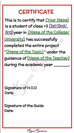 How to write certificate | Certificate for college project file | +3 BA/BCom/BSc
