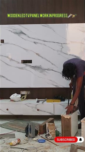 Wooden LED TV Panel Work in Progress| Modern TV Unit Design 🪚✨