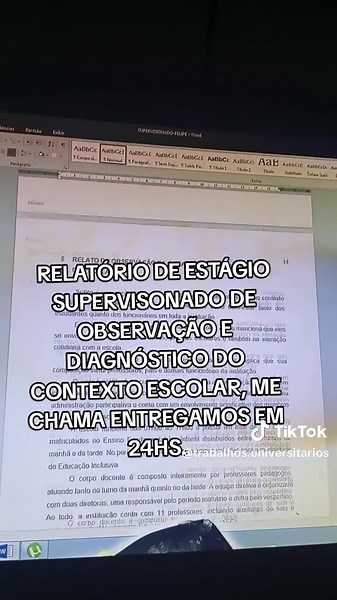 Relatório de Estágio Supervisionado em Pedagogia