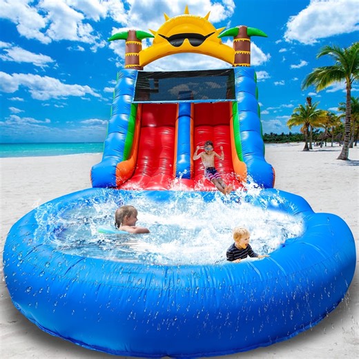 Relunch 23FT Commercial Double Water Slide for Adults Kids ,100% PVC Inflatable Water Slides with Blower, Giant Blow up Water Slides for Backyard Outdoor, 23'L x 11'W x 12.5'H