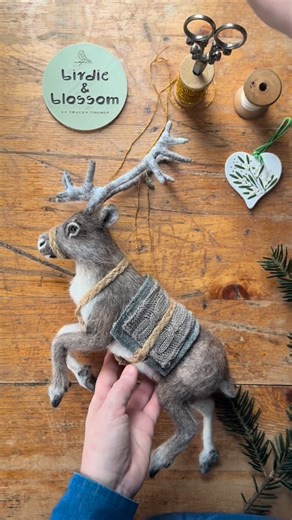 Tracey Turner | Fibre Artist on Instagram: "Festive Needle Felting – Reindeer in Flight There’s something truly joyful about bringing wildlife to life in wool, especially at this time of year. My reindeer in flight captures that sense of winter magic — the strength, grace, and freedom of this beautiful creature. Through layering, blending, and sculpting, I try to reflect the wonder of nature in every detail. If you would like to join the seasonal joy of making this reindeer please email birdiean