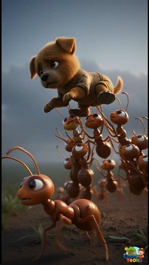 Poor Puppy Rescued By The Ants #puppy #cartoon #2danimation