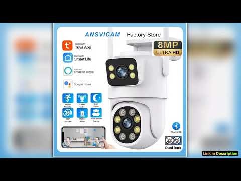 4K 8MP Tuya Dual Lens PTZ WIFI Camera Full HD Dual Screen Ai Human Auto Tracking Outdoor 4MP Securi