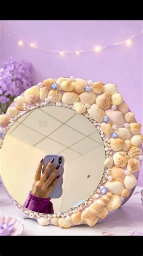 DIY seashell mirror #diy #shortviral #handmade #mirrorcraft #art #easycraft #seashellart #craft