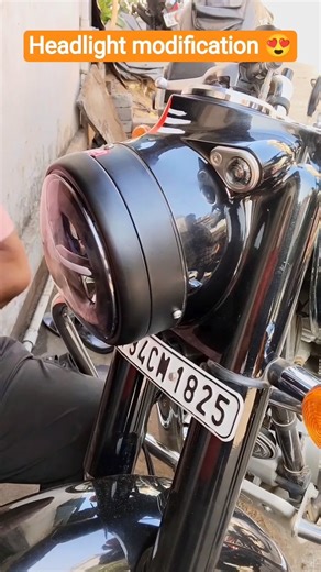 New bullet battalian black 350 |headlight modification|#royalenfield #viralvideo #shortvideos