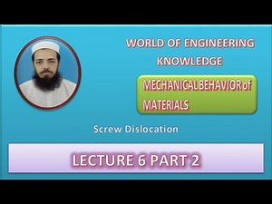 Mechanical Behavior of Materials Lecture 6 Part 2 Screw Dislocation