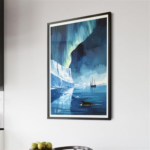 Narwhals Northern Lights Art Print – Aurora Borealis Night Sky, Cute Narwhal Wall Art for Nursery & Kids Room - Etsy Australia