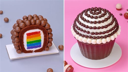 Rainbow Cake Roll and Chocolate Spiral Cupcake Decorating – Satisfying Cake