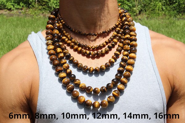 Tiger Eye Necklace - Mens Necklace - Beaded Necklace - Tribal Necklace - Good Luck - Confidence Gemstone Jewelry Necklace for Men & Women - Etsy