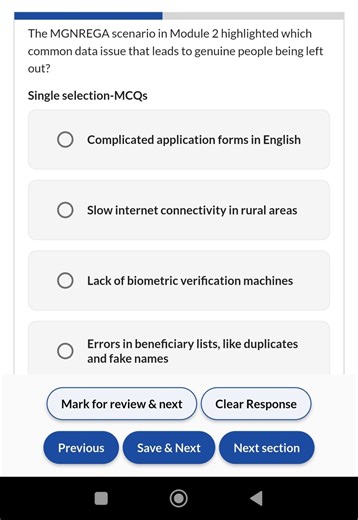 Question: The MGNREGA scenario in Module 2 highlighted which co... | Filo