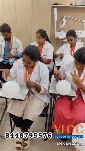 Threading practice on balloon | VLCC Annanagar beauty students training Chennai #bestbeautyacademy