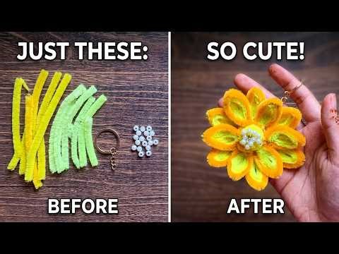 So Cute! DIY Pipe Cleaner Flower Keychain 🌼 Easy Handmade Gift Anyone Can Make