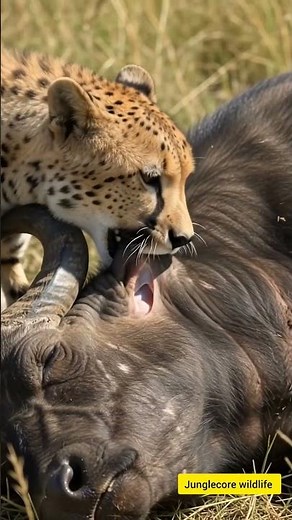 Cheetahs Hunting Together! Incredible Wildlife Footage 🐆🐃#shorts