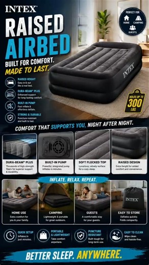 Intex Raised Airbed Mattress Review 🛏️ | Best Inflatable Bed with Built-in Pump for Camping & Guests