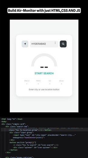 Modern Air-Monitor UI with Pure JavaScript 🖥️✨ #frontend #programming