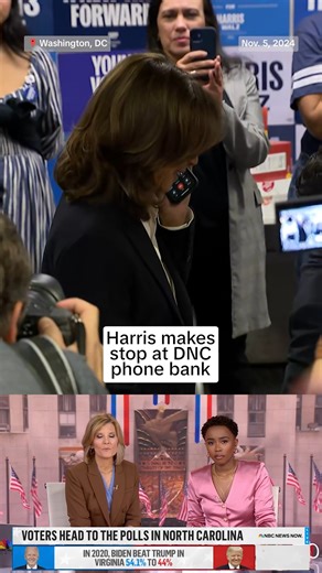 Kamala Harris stopped by a DNC phone bank to thank workers for their efforts — and wound up hopping on some of the calls herself. | NBC News